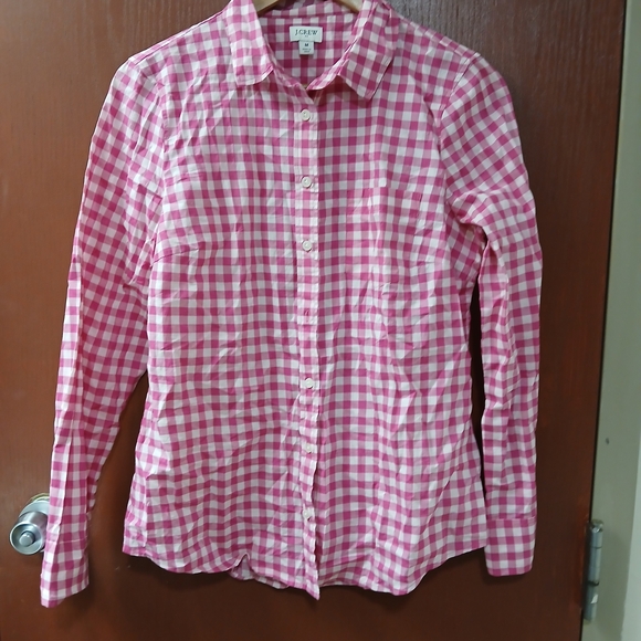 J. Crew Pink Checkered Button Down Shirt - Picture 2 of 8